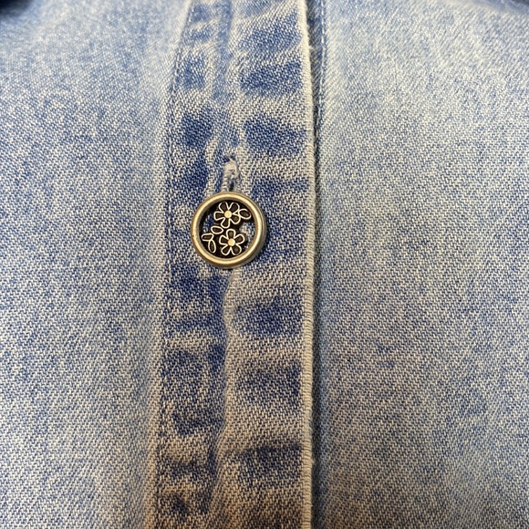 Bobbie Brooks Denim Floral Embroidered Button-Down - Picture 3 of 6
